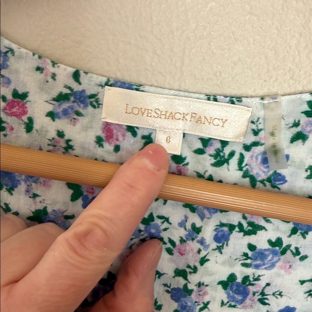 LoveShackFancy Blue and Pink Floral Mini Dress 6 - Picture 4 of 9
